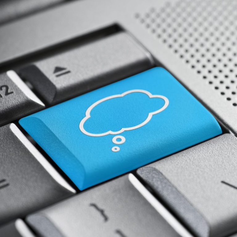 Training Needs Analysis Bright blue keyboard key with a thought bubble symbol.